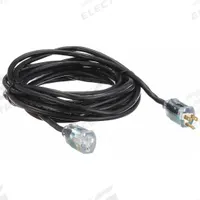 APPROVED VENDOR Extension Cord: Outdoor Use, 25 ft Lg, Outlet, 5-15P, 14/3, SJTW, Black, 125V AC (MPN 21RJ54). Key specifications — Brand: APPROVED VENDOR; Temperature Rating: -40° to 167°F; NEMA Plug Configuration: 5-15P.