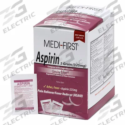 MEDI-FIRST Pain Relief: Aspirin, 325 mg, 125 Individual Doses - Aspirin Pain Relivers & Fever Reducers
