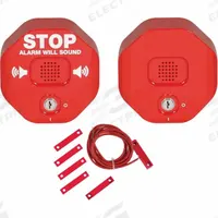 SAFETY TECHNOLOGY INTERNATIONAL Exit Door Alarm: 9 V DC, Key Lock, Red, Polycarbonate, Horn (MPN STI-6404). Key specifications — Power Source: Battery; Brand: SAFETY TECHNOLOGY INTERNATIONAL; Cylinder Type: Key Lock; Sound Type: Horn; Alarm Body Color: Red; Alarm Body Material: Polycarbonate.