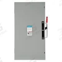 SIEMENS Safety Switch: Non-Fusible, 200 A, Single Phase, 240V AC, Galvanized Steel, Indoor (MPN DTNF224). Key specifications — attr867131: SIEMENS.