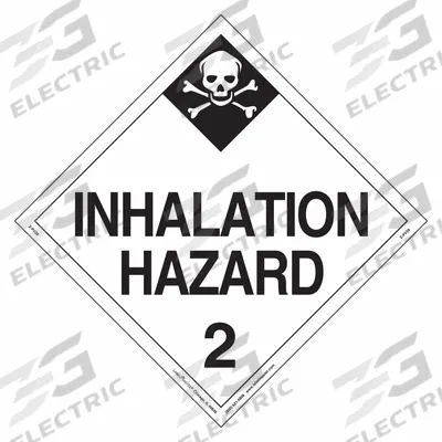 LABELMASTER Inhalation Hazard Placard: Inhalation Hazard 2, 10 3/4 in x 10 3/4 in, Vinyl - Class 2: Gases