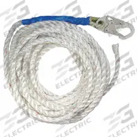 CONDOR Vertical Lifeline: 50 ft Lifeline Lg, 310 lb Capacity, Steel, 1 Workers Per System, White (MPN 45J301). Key specifications — Brand: CONDOR; Rope Lifeline Component: Rope Lifeline; Lifeline Material: Polyester; For Use With: Rope Grabs, Shock Absorbing Lanyards, Full Body Harnesses and Anchorages; Hardware Material: Steel; Includes: VLL Rope with Steel Snap Hook and Taped End; Color: White.