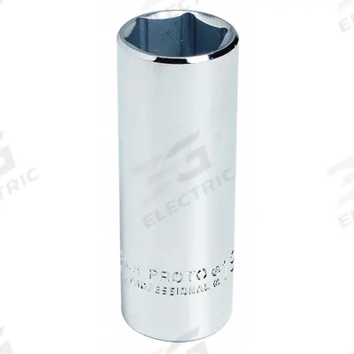 PROTO Socket: SAE, 1/2 in Drive Size, 3/8 in Socket Size, 6-Point, Deep, Chrome - 1/2" Drive Hand Sockets