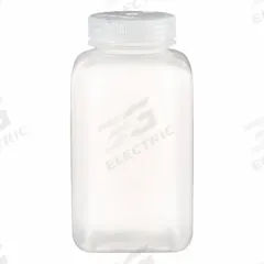 NALGENE Laboratory Bottle: 1 L, 32 fl oz, PPCO, Natural, 63 mm Screw Closure Size, Square, Unlined (MPN 2110-0032). Key specifications — Body Color: Natural; Brand: NALGENE; Closure Included: Yes; Graduated: No; Closure Attached: Attached.