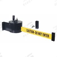 RETRACTA-BELT Wall Mounted Retractable Belt Barrier: Screws, 50 ft Belt Lg, Caution Messaging (MPN WM5000-CAU-HDRE). Key specifications — Message Color: Black; Frame Color: Black; Brand: RETRACTA-BELT; Belt Color: Yellow.