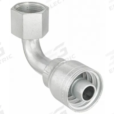 AEROQUIP Hydraulic Crimp Fitting: Steel x Steel, 90° Elbow, -10 For Hose Dash Size - Aeroquip Crimp Hydraulic Hose Fittings with ORS Connection