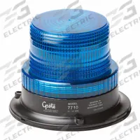 GROTE Strobe Light: Strobe, Blue, 5 3/16 in Overall Wd, 3 5/8 in Overall Ht, Incandescent, 12/80V (MPN 77105). Key specifications — Operating Voltage: 12/80V; Electrical Connection: Blunt Cut Wires; Mount Type: Screw; Brand: GROTE; Shape: Round.