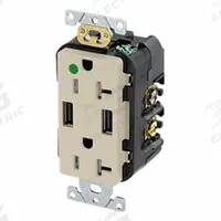 LEVITON Straight Blade Duplex Receptacle: Hospital Grade, Duplex, 5-20R, Ivory, 125V AC, 20 A (MPN T5832-HGI)