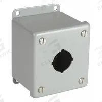 HOFFMAN Push Button Enclosure: 30mm, 1 Holes, Carbon Steel, NEMA 12 (MPN E1PB). Key specifications — attr211299: HOFFMAN; attr1043605: Indoor Dust & Water Droplets.