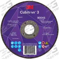3M CUBITRON 3 Cut-Off Wheel: Type 27, 5" x 0.045" x 7/8", Ceramic, 36 Grit (MPN 90045). Key specifications — Brand: 3M CUBITRON 3.