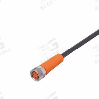 Cordset: M8 Female Straight X Bare Wire, 3 Pins, Black, PUR, 5 m Cable Lg, 22 AWG Wire Size (MPN EVC142). Key specifications — Cable Jacket Color: Black; End 1 Mounting Orientation: Straight; End 1 Gender: Female; End 1 Connection Type: M8; Cable Jacket Material: PUR; Brand: IFM; IP Rating: IP65; End 2 Connection Type: Bare Wire.