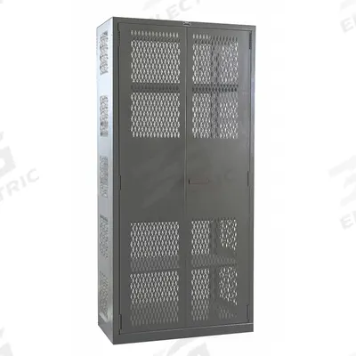 HALLOWELL Storage Cabinet: 36 in x 24 in x 78 in, 4 Adj Shelves, Swing Handle & Padlock Hasp - Industrial Ventilated Shelf Cabinets