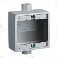 HUBBELL KILLARK Device Box: Iron, Square, 2 Gangs, 3/4 in Hub Size, 50 cu in Capacity, Gray (MPN 2FDC-2M). Key specifications — Color: Gray; Brand: HUBBELL KILLARK.