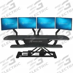 VERSADESK Electric Sit-Stand Desk: Electronic, Black, Compressed Wood, 48 in Overall Wd (MPN VT7644824-00-01). Key specifications — Includes: Noise Attenuation Pads; Desktop Material: Compressed Wood; Brand: VERSADESK; Desktop Color: Black.