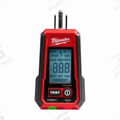 MILWAUKEE TOOL & EQUIPMENT Receptacle Tester: 110 V AC to 125 V AC, 5-15P - GFCI Testers