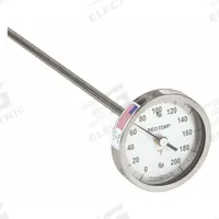 REOTEMP Compost Dial Thermometer: 0°F to 200°F, +/- 1% Accuracy, 48 in Stem Lg, Fahrenheit (MPN A48PF 0-200 F). Key specifications — Accuracy: +/- 1%; Thread Type: NPT; Housing Material: Stainless Steel; Brand: REOTEMP; Temperature Units: Fahrenheit.