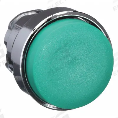 SCHNEIDER Extended Push Button: Green, 22 mm Mounting Size, Metallic - Extended-Length Push-Button Operators
