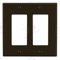 HUBBELL Wall Plate: Decorator-Rocker, 2 Gang, Brown, Std Size (MPN P262). Key specifications — Brand: HUBBELL; Material: Polycarbonate.