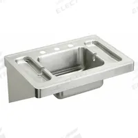 ELKAY Bathroom Sink: Elkay Commercial, Silver, Stainless Steel, 28 in Overall Lg, 20 in Overall Wd (MPN ESLV28201). Key specifications — Series: Elkay Commercial; Includes: Sink Includes Stainless Steel Support Brackets for Installation; Color: Silver; Brand: ELKAY; Sink Type: Bathroom; Material: Stainless Steel; Sink Material: Stainless Steel.