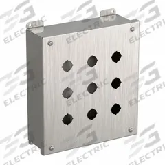 HAMMOND Push Button Enclosure: 22mm, 9 Holes, 316 Stainless Steel, NEMA 3R/4/4X (MPN 1435MS16K). Key specifications — Brand: HAMMOND; Environments & Applications: Washdown-Corrosion-Resistant.