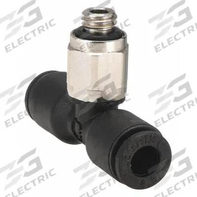 LEGRIS Push-Fit Tee Fitting: 4 mm OD x 4 mm OD x 5 mm Pipe Size, Tube x Tube x Metric - Nylon & Nickel-Plated Brass Tube Fittings
