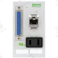MURRELEKTRONIK Combination Insert: RJ45 Cat5E/SUB-D25, NEMA 1-15, 125 V AC Socket Volt Rating (MPN 4000-68000-4000000). Key specifications — Brand: MURRELEKTRONIK; Socket Configuration: NEMA 1-15; Data Port Configuration: (1) SUB-D25 Female-to-Male; Insert Design: Power Insert.