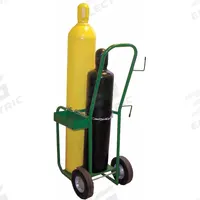 SAFTCART Cylinder Hand Truck: 400 lb, Side by Side, 2 Cylinder, 20 in W x 20 in D Nose Plate (MPN 600-10). Key specifications — attr1343829: SAFTCART; attr1343789: Green; attr1343794: Chain.
