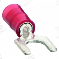 PANDUIT Fork Terminals: Red, Nylon, #6 Stud Size, 22 AWG – 18 AWG Wire Range, Std Fork, 600 V (MPN PN18-6F-C). Key specifications — Barrel Style: Insulation Grip; Manufacturer Part Number: PN18-6F-C; Brand: PANDUIT; Series: CT.