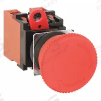OMRON Emergency Stop Push Button: Non-Illuminated, Mushroom Head Profile, Non-Metallic, 22 mm, 2NC (MPN A22E-M-02). Key specifications — Brand: OMRON; Action: Maintained; Series: A22E; Push Button Material Type: Non-Metallic.