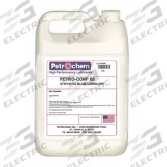 PETROCHEM Compressor Oil: 1 gal, Jug, 20 SAE Grade, 68 ISO Viscosity Grade, 99 Viscosity Index (MPN PETRO-COMP 68-001). Key specifications — attr59744: 99; attr59746: 68; attr59736: No; attr59735: Jug; attr59738: Petro-Comp; attr59749: 20.