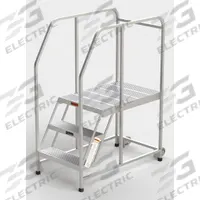 EGA Mobile Work Platform: 2.5 ft Platform Ht - Max, 24 in x 35 in, Aluminum, 300 lb Load Capacity (MPN A004H). Key specifications — Folding: Not Foldable; Mobility: Rolling; Use Location: Indoor; Brand: EGA; Color: Silver; Height Adjustability: Fixed Height; Includes Handrails: Handrails Included; Locking Mechanism: No Locking Mechanism.