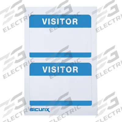 ID Badge: Visitor, Paper, Blue, 2 1/2 in Card Ht, 3 1/2 in Card Wd - Adhesive ID Badges