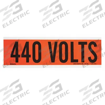 BRADY Conduit and Voltage Markers: 9 in Label Wd, 2 1/4 in Label Ht, 440 Volts - Self-Stick Vinyl Conduit and Voltage Markers