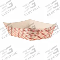 APPROVED VENDOR Disposable Food Tray: 1 Compartments, 1 7/8 in Ht, 7 1/2 in Wd, Red, 500 PK (MPN EFT250). Key specifications — Brand: APPROVED VENDOR; Microwave Safe: Yes; Pattern: Plaid; Shape: Rectangular; Tray Type: Food Tray.