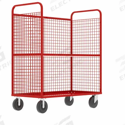 VALLEY CRAFT Cage Cart: 2,000 lb, Overall Dim. 57 in L x 30 in W x 68 in H, Adj, 1 Shelves - Dual-Side-Access with Wire Shelves