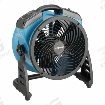 XPOWER Axial Blower: 1,100 cfm, 1/8 hp, Pivoting Frame, 115V AC, 4 Speeds, Blue - Portable Fans