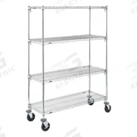 METRO Wire Shelving Unit: 36 in x 18 in x 67 7/8 in, Dry, Quick-Adjust, 4 Shelves, Silver (MPN CART 1A). Key specifications — Color: Silver; Finish: Chrome; Recommended Environment: Dry; Post Shape: Round; Number Of Shelves: 4; Caster Wheel/Configuration: (2) Swivel with Brakes; Material: Steel; Caster Wheel/Tread Material: Rubber.
