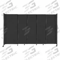 VERSARE Room Divider: 5 Panels, Opaque, Black Panel, 82 in Overall Ht, 135 in Overall Wd, Fixed (MPN 1911102). Key specifications — Ballistic Standards: NIJ Level III-A; Frame Finish: Powder Coated; Frame Material: Aluminum; Mounting Location: Freestanding; Panel Color: Black; Panel Surface Material: Fabric.