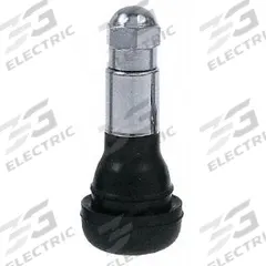 HALTEC Chrome Tire Valve: Tire Valve, Snap-In, 180° Valve Stem Angle, L-Shape, Std Bore Valve Size (MPN TV-413-CH-100). Key specifications — Valve Type: Snap-In; Thread Size: 0.305-32; Valve Shape: L-Shape; Color: Silver; Product Type: Tire Valve; Compatible Vehicle Type: Automobiles; Material: Rubber; Brand: HALTEC.