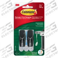 COMMAND Hook: 1 7/8 lb Wt Capacity, 1 Points per Hook, Gray, 2 in Overall Ht, 2 in Base Ht, 2 PK (MPN 17065S-AWES). Key specifications — Brand: COMMAND; Color: Gray.