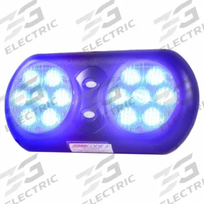 CODE 3 Warning Lamp: LED, Blue, 11 in Overall Lg, 5 3/8 in Overall Ht, 1 in Overall Wd - Visor Mounted Emergency Lights