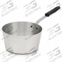 VOLLRATH Sauce Pan: 7 qt Capacity, Aluminum, Riveted, Black, Silicone Handle, NSF Certified, Metal (MPN 682170). Key specifications — NSF Certified: Yes; Body Material: Aluminum; Cover Type: Flat; Brand: VOLLRATH; Body Style: Tapered; Handle Material: Silicone; Handle Type: Riveted; Material: Aluminum.