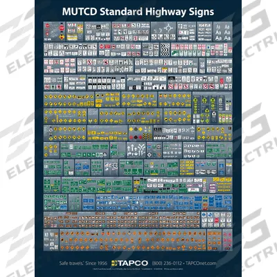MUTCD Sign Poster: 48 in x 36 in Nominal Sign Size, No Protective Coating - MUTCD Traffic Signs Reference Posters