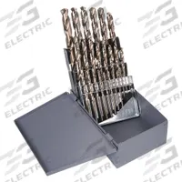 CHICAGO-LATROBE Jobber Length Drill Bit Set: 25 Pc, 1 mm to 13 mm by 0.5 mm, 135° Split Point (MPN 47925). Key specifications — attr1236168: Metal Index; attr1236199: NAS 907 Type B.
