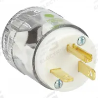 BRYANT Straight Blade Plug: Hospital Grade, 5-20P, 125V AC, 20 A, 2 Pole, 3 Blade, Clear (MPN 8366T)