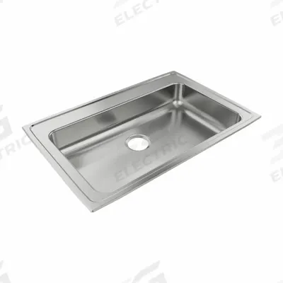 JUST MANUFACTURING Bowl Drop-In Sink: 33 in Overall Lg, 21 1/4 in Overall Wd - One-Bowl Counter-Mounted Kitchen & Bar Sinks without Faucets