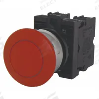 EATON Mushroom Head Push Button: Non-Illuminated, Mushroom Head Profile, Metallic, 22 mm, 1NO/1NC (MPN M22M-DP-R-K11). Key specifications — Brand: EATON; Action: Momentary; Series: M22; Push Button Material Type: Metallic.
