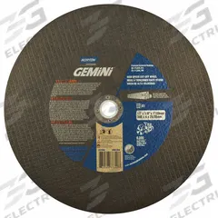 NORTON Abrasive Cut-Off Wheel: Type 1, 12" x 1/8", 20 mm/1" Arbor, SC/AO, 24 Grit, Gemini Ductile (MPN 66252837840). Key specifications — Brand: NORTON; Series: Gemini Ductile.