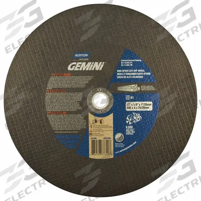 NORTON Abrasive Cut-Off Wheel: Type 1, 12" x 1/8", 20 mm/1" Arbor, SC/AO, 24 Grit - Cut-Off Wheels for Ductile & Cast Iron