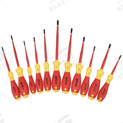 WIHA Insulated Screwdriver Set: 11-20 Pieces, 11 Pieces, Phillips/Slotted/Square Tip - Insulated Screwdriver Sets